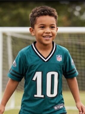 Fabletics Teal Short-Sleeve Kids Jersey with White Number 10